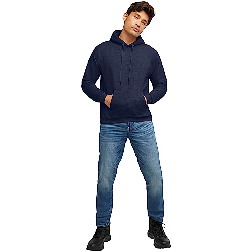 Image of Hanes Men's, EcoSmart, Cotton-Blend Hooded Sweatshirt, Plush Fleece Pullover Hoodie