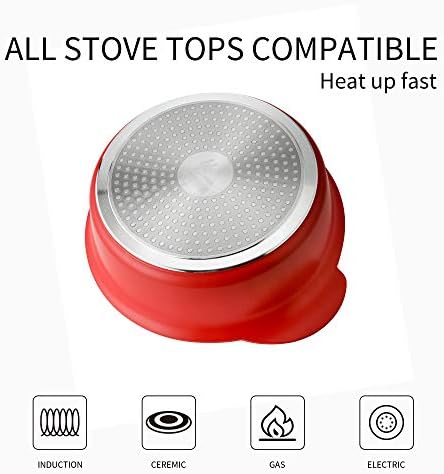 Haufson Yin Yang Hot Pot | Casserole Pan with Lid | Non Stick Pot | Soup Pan Stock Pots | Professional Kitchenware for The Home(Red)