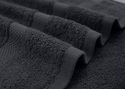 Image of DAN RIVER Bath Towels Set of 4, 27 x 54 Inches, 100% Cotton, Larger & Lighter Weight, Quicker to Dry, Super Soft and Absorbent, Ideal Cotton Bath Towels for Daily Use, Dark Gray