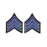 Uniform Patches - Royal Blue/Gold Chevron Patches on Black Backing for Law Enforcement, Sheriff, Police, Security - 3.5-inch Wide - Sergeant Stripes - Police Patch Sergeant Chevron (SGT Patch) (Pair)