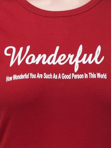 Image of Cotton Regular Fit Printed Half Sleeves T-Shirt for Women (Wonderful)
