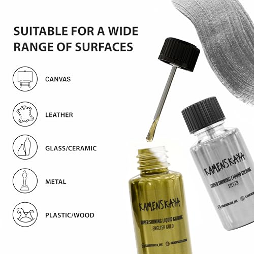 KAMENSKAYA Liquid Gold Leaf Paint - Alcohol Based Fast Drying Rich Gold Liquid Leaf, 0.68 fl oz (20 ml) - Thumbnail 5