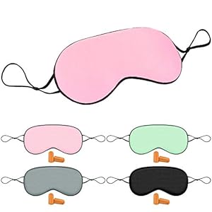 4 stuks oogmaskers met zijde katoen, 2 zijden, glad, zacht oogmasker, afdekking, verstelbare riem, oogmasker met 4 paar oordopjes om te slapen, voor mannen, vrouwen, kinderen, reizen
