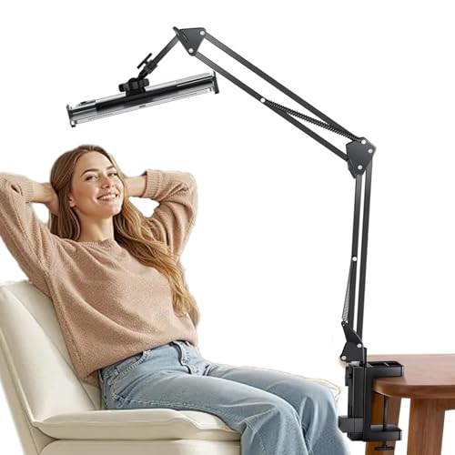 Aquafix タブレット スタンド 炭素スチール製 スマホスタンド スマホアーム 寝ながらタブレット アーム 4-12.9インチ対応 折り畳み式 360°回転 自由角度調整 ベッドサイド取付 揺れない 多機種対応（ブラック）