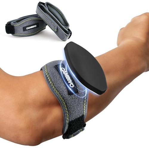 CAMBIVO 2x Codera Epicondilitis Hombre y Mujer, Coderas Compresion Ajustable y Antideslizante, Cincha Epicondilitis Brazalete para Tendinitis, Alivio del Dolor, Codo Tenista, Gym, Fitness