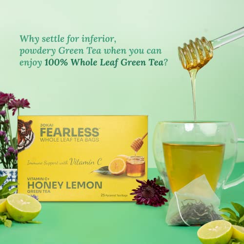 Image of Fearless Honey Lemon Green Tea Bags 25 pcs | Immune Boost with Added Vitamin C | Comforting & Refreshing Flavour | Natural Aroma & Organic Taste | For Fast Weight Loss | 100% Whole Leaves, No Dust