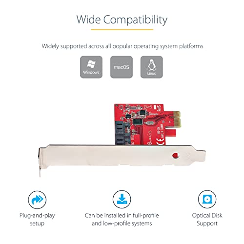 Image of StarTech 2-Port SATA III PCIe Card, 6Gbps, TAA, NCQ (2P6G-PCIE-SATA-CARD)