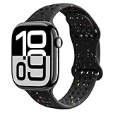 HIEHGN Correa de silicona para Nike iWatch 42mm 46mm Serie 9, 8, 7, 44/45mm, SE, 6, 5, 4, 38/40/41mm, Negro, 42/44/45/46/49mm