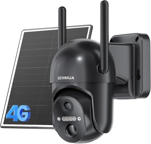 SEHMUA 4G LTE Cellular Solar Security Camera Wireless Outdoor, No...