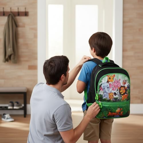 Image of Stylbase Cartoon Printed School Bag for Boys and Girls | Waterproof Backpack Bag for Travelling Sports | Kids Bag Ideal for UKG Nursery 1st Class | School Bags for 5 7 Years 15 Inches
