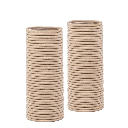 Joyeah Small Hair Elastics,200 Pieces Beige Blonde Hair Elastics For Thin Hair,No Damage Ponytail for Women, Girls and Kids (2 mm x 2.5 cm,Beige Blonde)