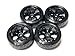 1/10 ドリフト用 パターン付きタイヤ組込済み ブラック6スポークホイール4本セット