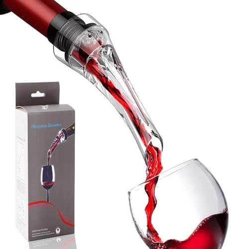 Decantador Aireador de Vino Antigoteo. Dispensador Oxigenador de Vino. Accesorio de Cocina y Vinoteca para Servir los Vinos con la Botella. Escanciador de Sidra Manual. (Transparente)