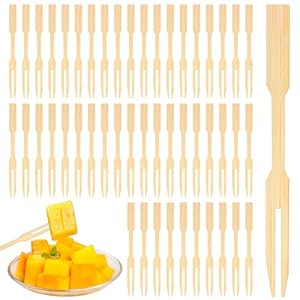 400 Pcs 3.4inch Bamboo Forks Disposable Wooden Appetizer Forks for Fruit, Snack, Desserts, etc