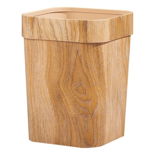 Poubelle à grain de bois 12L corbeille à papier plastique rectangulaire