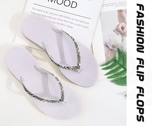 Image of KuaiLu Women's Rhinestone Flip Flops Arch Support Yoga Mat Cushion Sandals