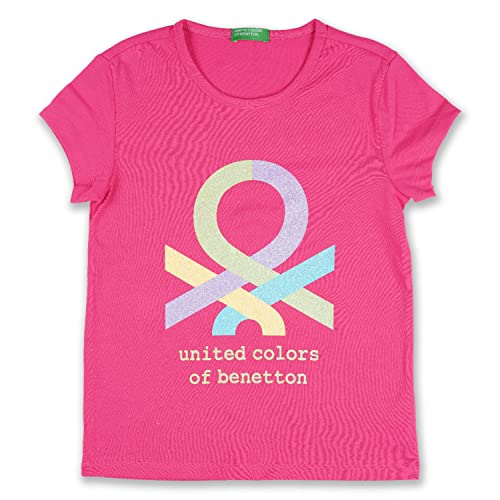 Image of United Colors of Benetton Girl's Regular Fit T-Shirt (22P3096C0005I Pink 3-4 Years)