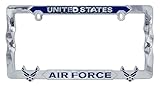 Elektroplate Officially Licensed – United States Air Force Chrome-Plated 3D All-Metal Blue Font License Plate Frame Tag Holder for Cars/SUVs/Trucks Weather-Proof Automotive Accessory