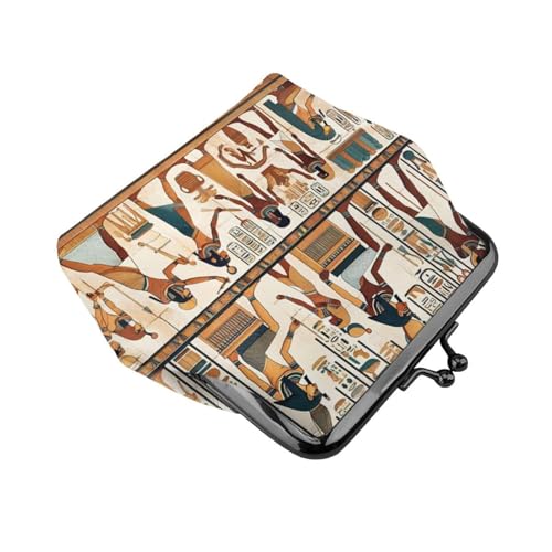 Pu Leather Buckle Coin Purse Ancient-Egyptian-Hieroglyph-Murals Girls Kiss-Lock Change Purse Wallets3