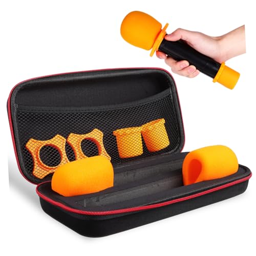 CIMAXIC Microphone Storage Bag with Zipper Slip Rings and Windscreen Covers Capacity Case for Microphones and Accessories for Musicians and Recording Artists
