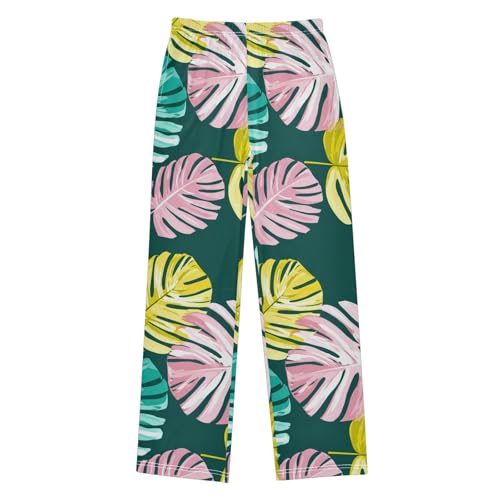 J JOYSAY Colorful Monstera Foliage Darkgreen Pajamas Pants Soft Long Pajama Bottoms Lounge Sleep Pants Size S-XL