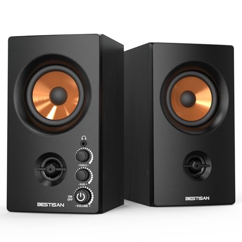 BESTISAN Bookshelf Speakers, Powered Bluetooth Speakers with RCA Input and Sub Output, Wireless...