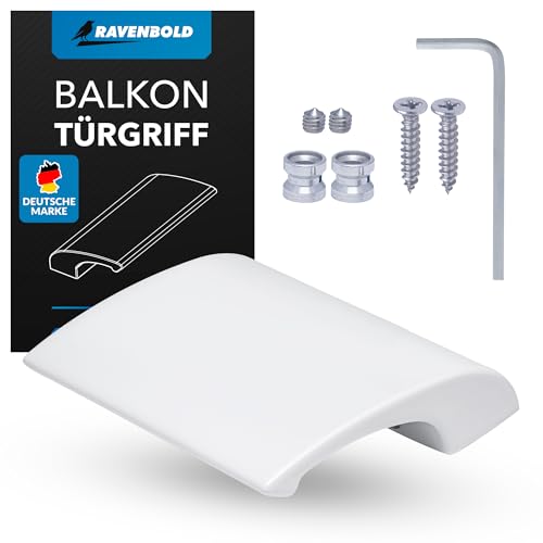 RAVENBOLD Balkontürgriff für Außen - Extrem stabiler Terassentür- Ziehgriff - aus Aluminium hergestellter Griff für Balkontür (Weiß)
