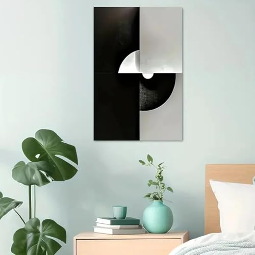 Art moderne blocs de géométrie noirs et blancs déco murale triptyque