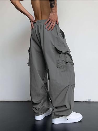 Image of Maniac Mens Solid Side Pockets Mink Nylon Fabric Baggy fit Cargo Pant for Men