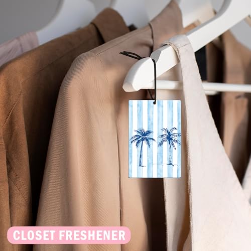 Image of Blue Western Preppy Beach Car Air Freshener 4Pcs, Tropical Coastal Cowgirl Beach Seashell Air Freshener for Car Interior Closet Drawer Books, Ocean Beachy Car Mirror Decor Hanging