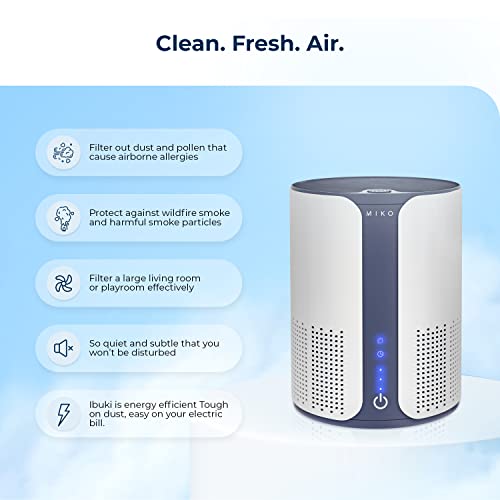 Image of Miko Air Purifier for Home Air Filtration Efficiency, Multiple Speeds, Quiet, H11 True HEPA Filter Removes 99.97% of Hair, Fur, Dust, Bacteria, Viruses, Mold, Pollen, Allergens, Odor, 400 Sqft