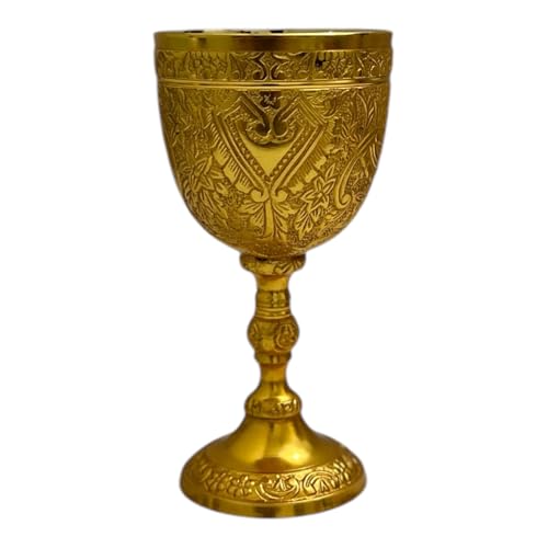 Brass Wine Goblet, 8oz - Arthur King Wine Chalice Goblet, Medieval Decor Goblet Beer Chalice Cup
