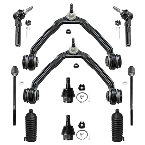 Image of Detroit Axle - 10pc Front End Suspension Kit for Chevrolet GMC Express Savana 1500, 2 Upper Control Arms with Ball Joints 4 Inner Outer Tie Rod Ends 2 Lower Ball Joints 2 Boots Replacement