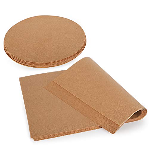 SMARTAKE 200 Pcs Parchment Paper, 12x16 Inches Rectangle & 9 Inches Round Set, Non-Stick Baking Parchment for Cake Cookie Grilling Air Fryer Steaming