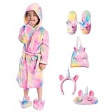 JOYIN Kids Robes for Girls, Hooded Pink Toddler Bathrobe Set, Girls Christmas Pajamas