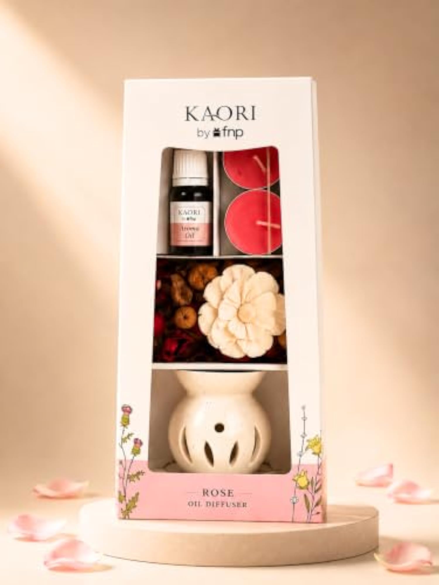 Kaori by Rose Oil Diffuser Gift Set with Ceramic Pot