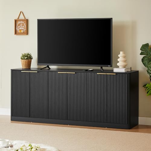 Sweiko Meuble de Rangement Moderne de 170 cm de Long, de Style ondulé et de Couleur Noire, aux Lignes Courbes, doté de 6 Portes et offrant de Nombreux...