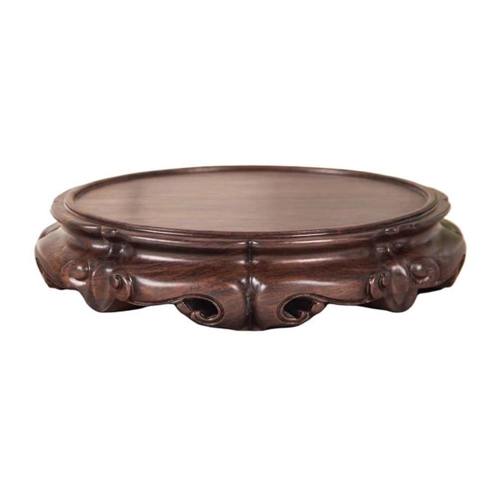 LJHFG63KUYT Pedestal Decor Circular Ebony Bonsai Base Bracket for Flowerpot Table Lamp Teapot Holder Indoor Holder(Large)