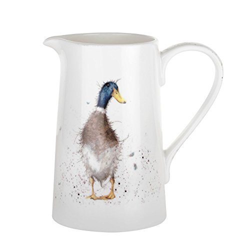 Canard Bleu Marron Blanc Jaune Large Porcelaine Cruche 15cm X 9.5cm X 15cm - 0.6L