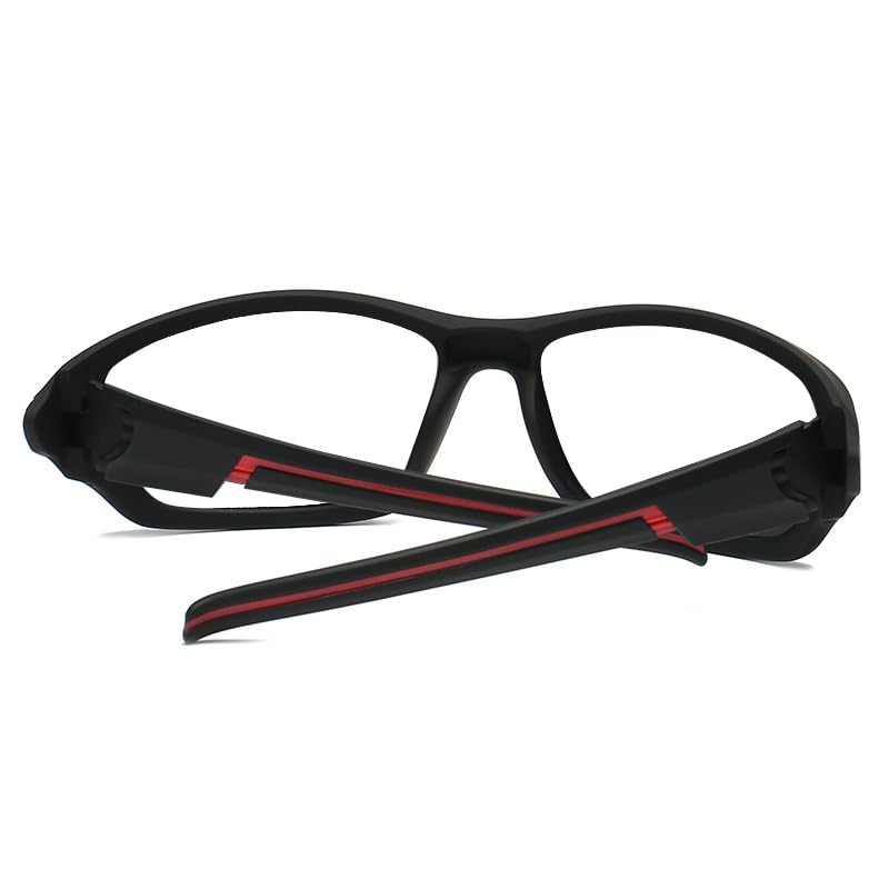 Full Lens Magnification Safety Glasses with Black Frame | Clear Lens | | Magnifying Reading Eyewear for Men Sport N454