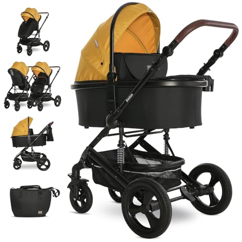 Lorelli Boston 2 en 1 combinación cochecito asiento deportivo capazo mosquitera, color:amarillo