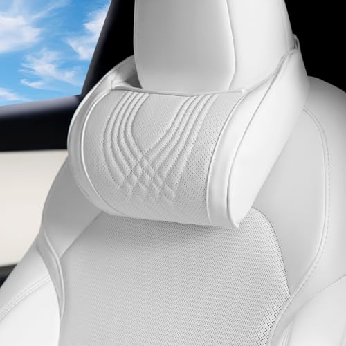 Dapucarin Car Headrest Memory Foam Neck Pillow for Driving White, 1 Pack