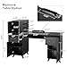 Rpuzonier Manicure Table Nail Makeup Desk Station w/Glass Top & Wrist Rest, Modern Makeup Dressing Nail Beauty Salon Workstation with Drawers & Cabinets & Side Shelves (Black)