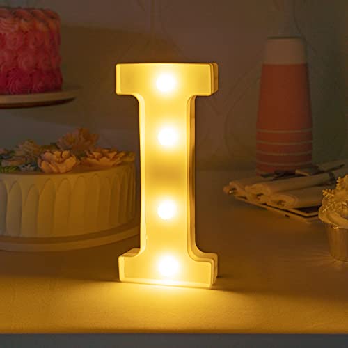Image of Restaurantware Illumify 5.4 x 1.2 x 8.7 Inch Light Up Letter 1 Durable Marquee LED Light - Letter I Touchproof White Plastic Party Light Keyhole Slot For Parties Weddings Or Special Events