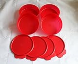 Tupperware Big Wonders Cereal/Soup Bowls w/seals Set of 4 in Passion Red