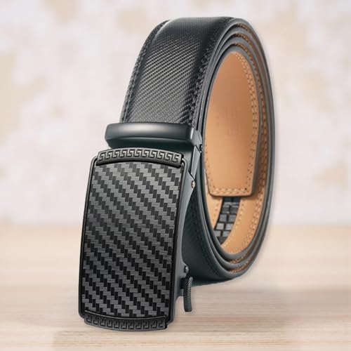 Men's Premium Leather Dress Belt – Black Adjustable Strap with Click Lock Buckle for Formal & Casual Wear | Business