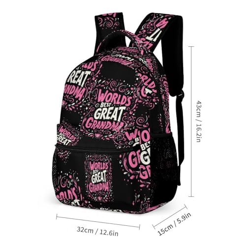 Worlds Best Great Grandma Travel Backpack Lunch Box Pencil Case 3Pcs Set for Men Women Office Outing University2