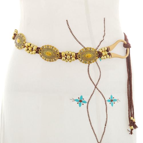 Navoky Western Concho Belt Women Rope Belts Cowgirl Turquoise Boho Waist Belt for Country Concert Outfit4