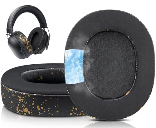 SOULWIT Cooling Gel Earpads Replacement for Razer BlackShark V2/BlackShark V2 Pro (Do Not Fit V2 Pro 2023 or V2 HyperSpeed Wireless) Headsets, Ear Pads Cushions with Noise Isolation Foam - Black Gold