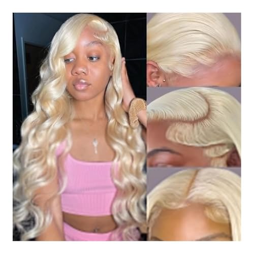 Peruka z ludzkich włosów Blonde Colored Body Wave Full Frontal HD Transparent 13x4 13x6 200% Density Lace Human Hair Wigs Lace Front Wigs For Women 16-32 Inch Peruki dla kobiet(13x4 Lace,24inch)